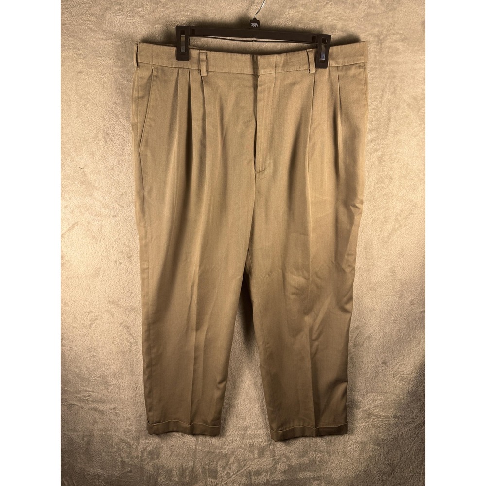 Vintage Levi's Travelers Pants Mens 38x29 Beige Pleated Dress Slacks Wrinkle Res